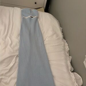 Light Blue Ribbed Knit Scarf